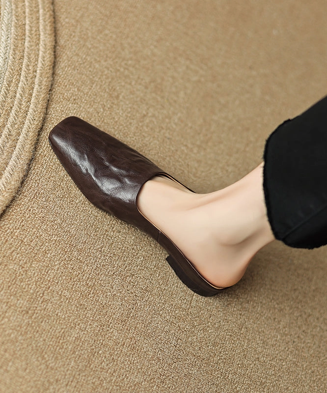 Sandals Splicing Square Toe Women Brown Slide Comfy Sandals Nail Salon