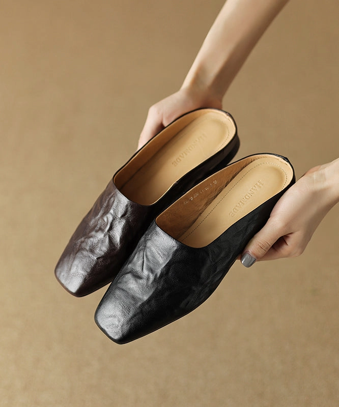 Sandals Splicing Square Toe Women Brown Slide Comfy Exuma Sandals