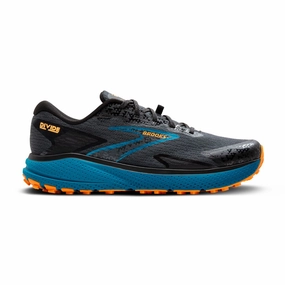Men's Brooks Divide 5, Ebony/Blue Sapphire/Orange, 13 D Medium Trail Barefoot Running Shoes
