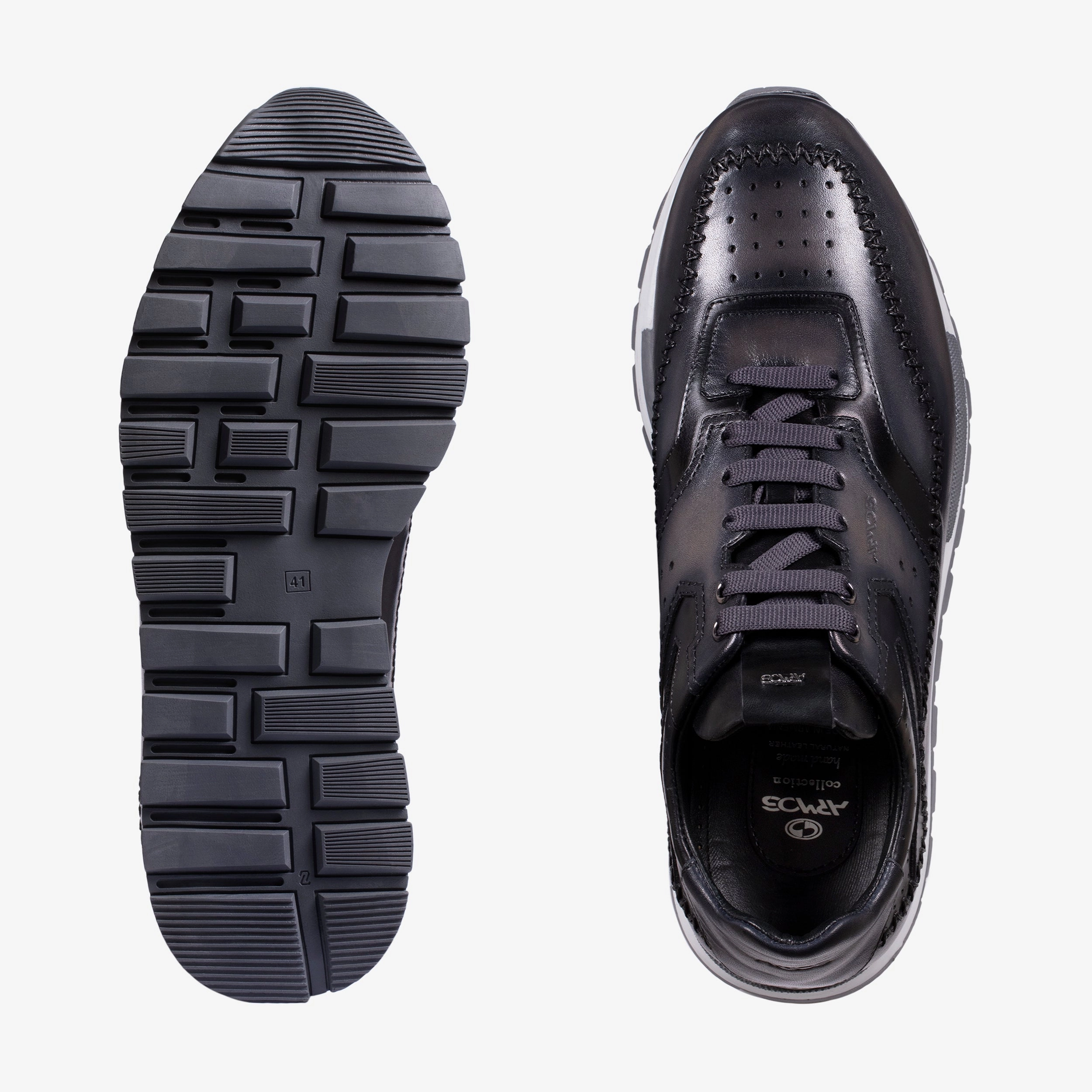 Men's Gray Patina Leather Sneaker Hiking Shoes In India