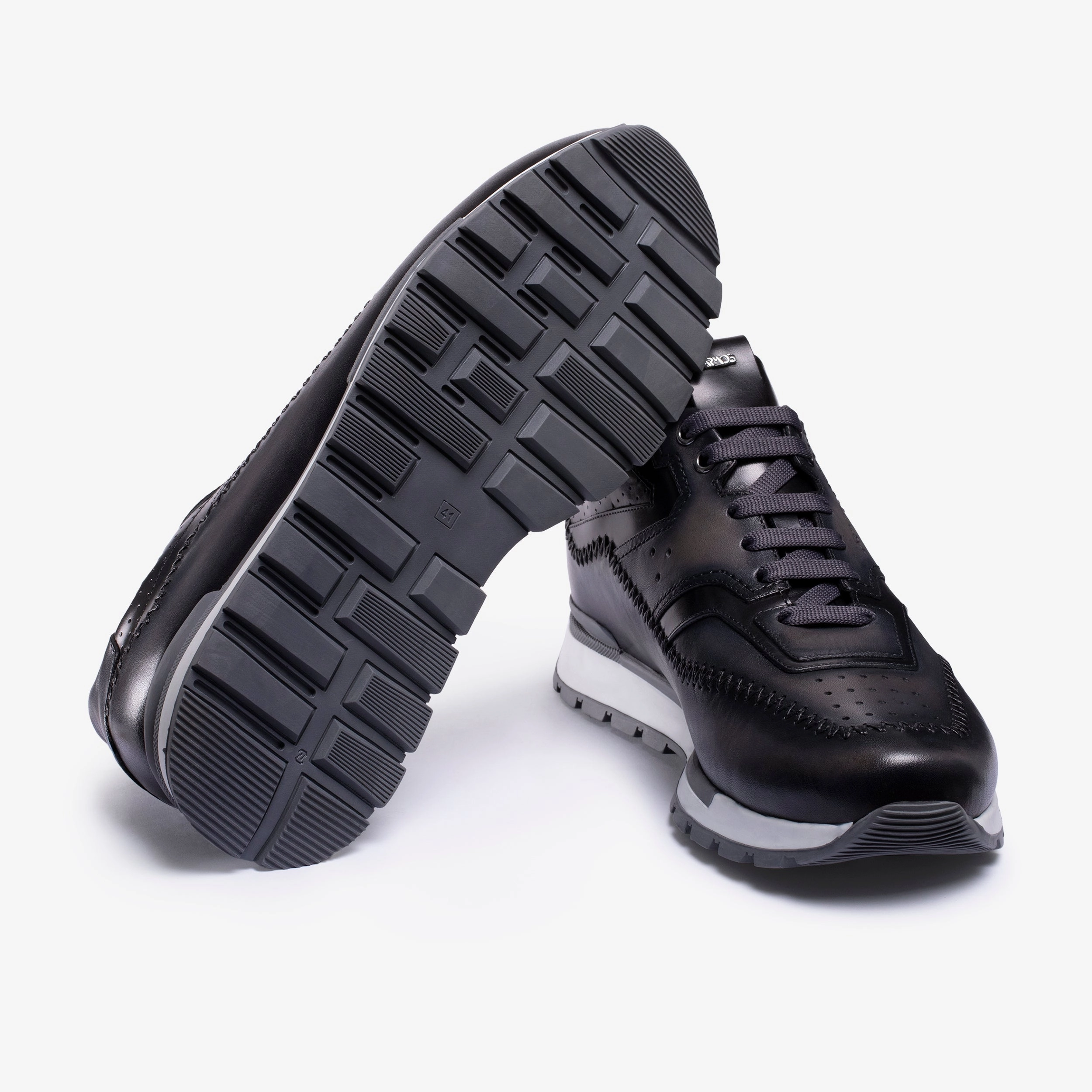 Men's Gray Patina Leather Sneaker Waterproof Slip On Hiking Shoes