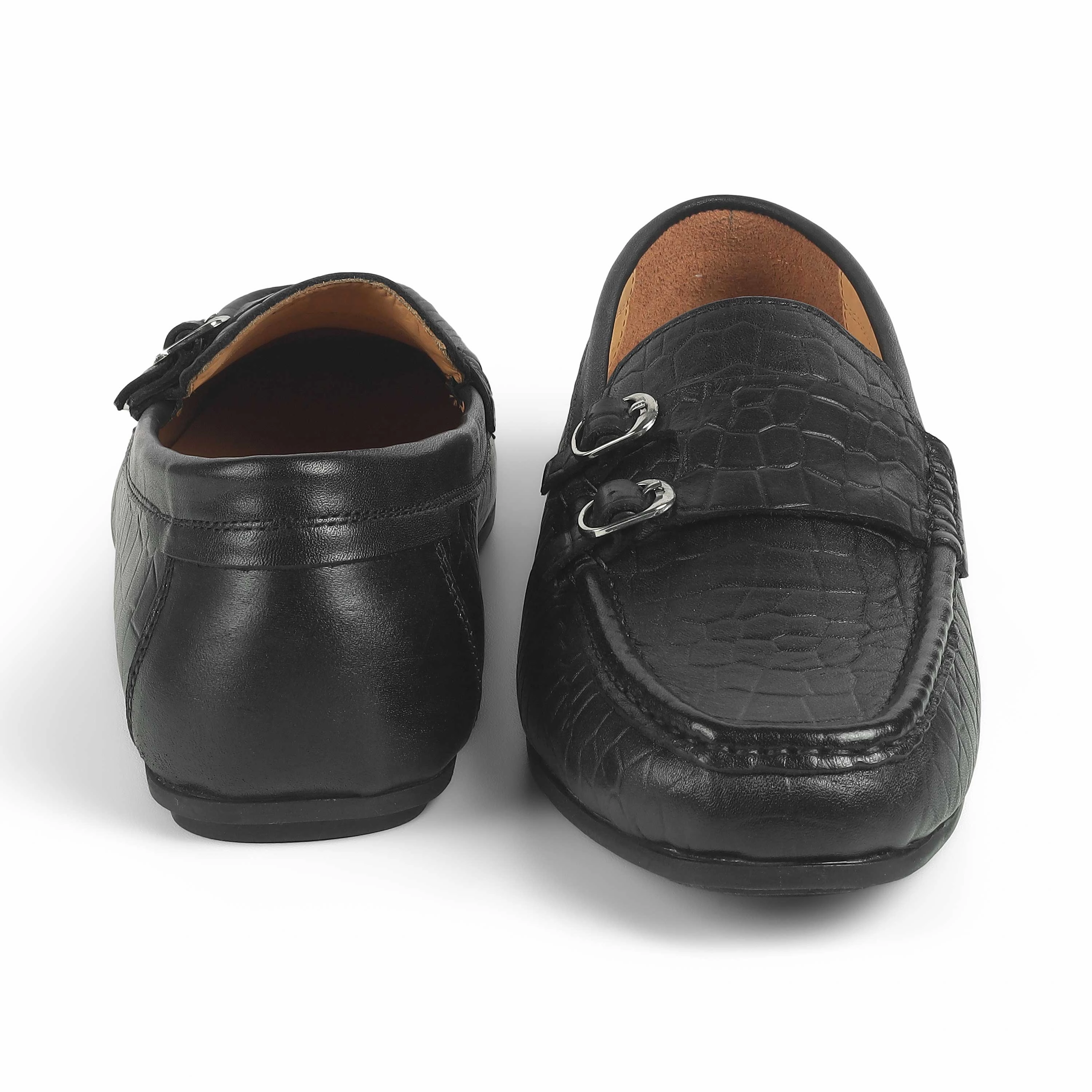 Slim Shoes Tresmode Crot Black Men's Leather Double Monk Shoes