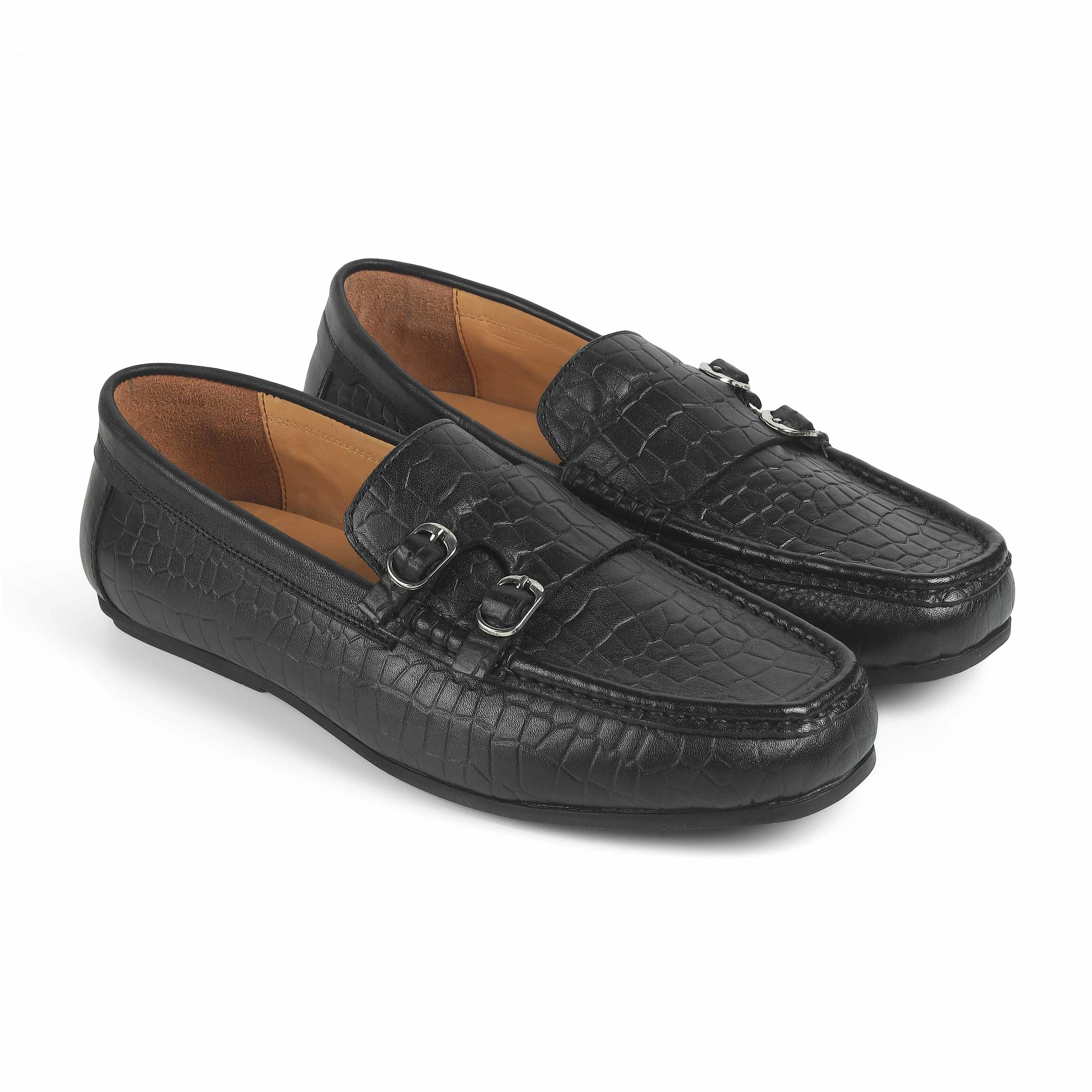 Southaven Ms Tresmode Crot Black Men's Leather Double Monk Shoes