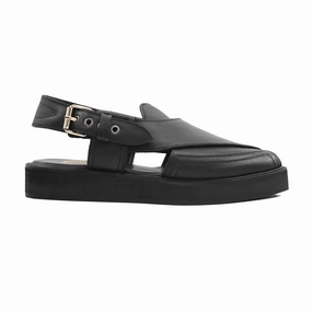 Trikala - Men's Black Pebble Grain Leather Sandal Sincerely Jules Sandals