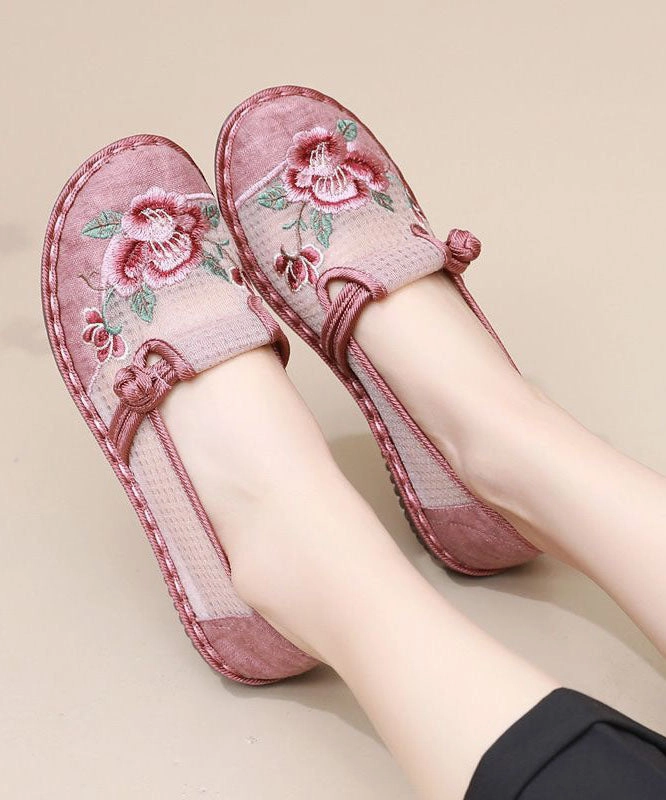 Sales Shoes Embroidered Shoes Breathable Women Flat Red Mesh Feet