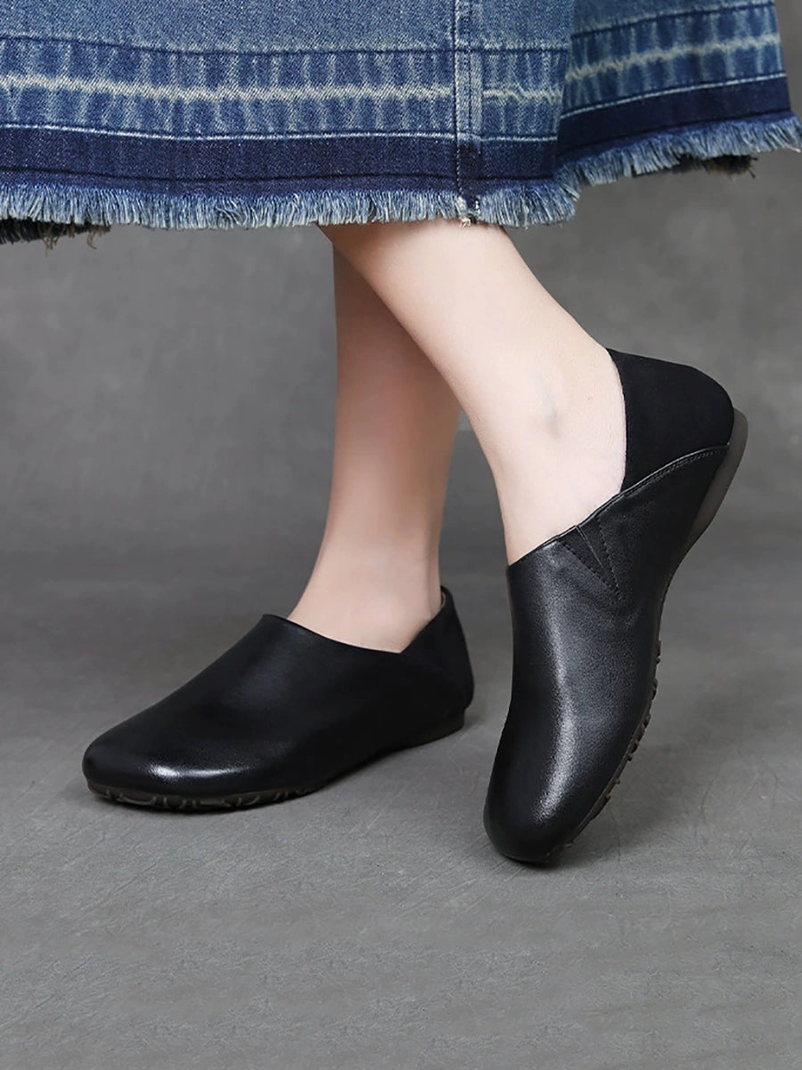 Spliced Leather Flat Soft Women Vintage Shoes Shoes In Orlando