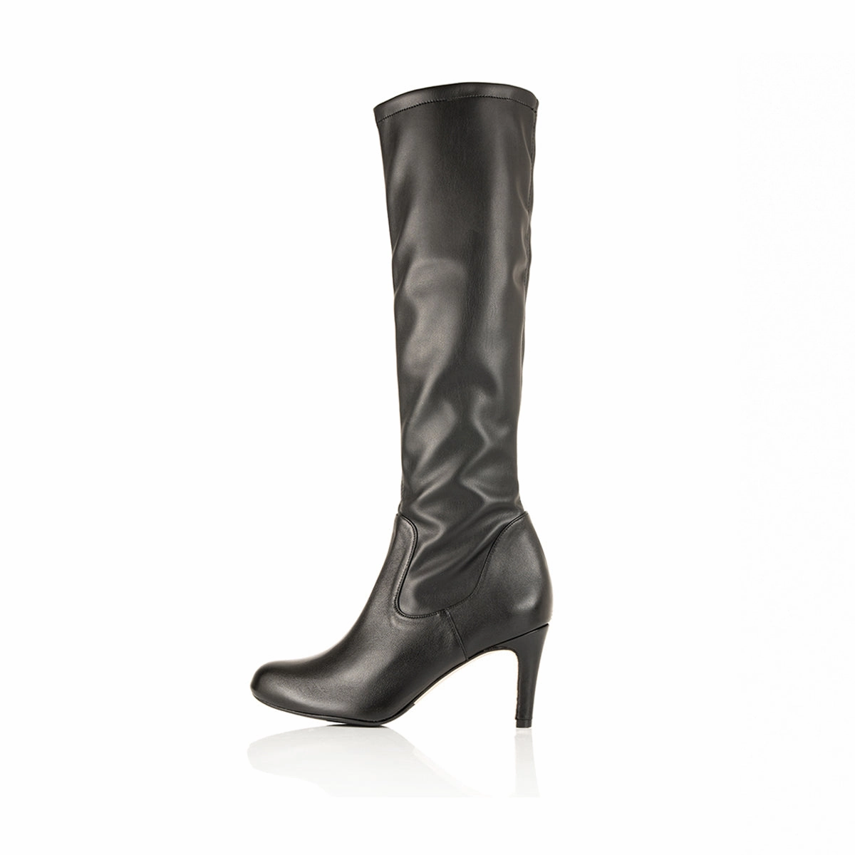 Comess Knee High Boots Isla Extra-Wide Fit Knee High Boots - Black Leather/Fabric Mix
