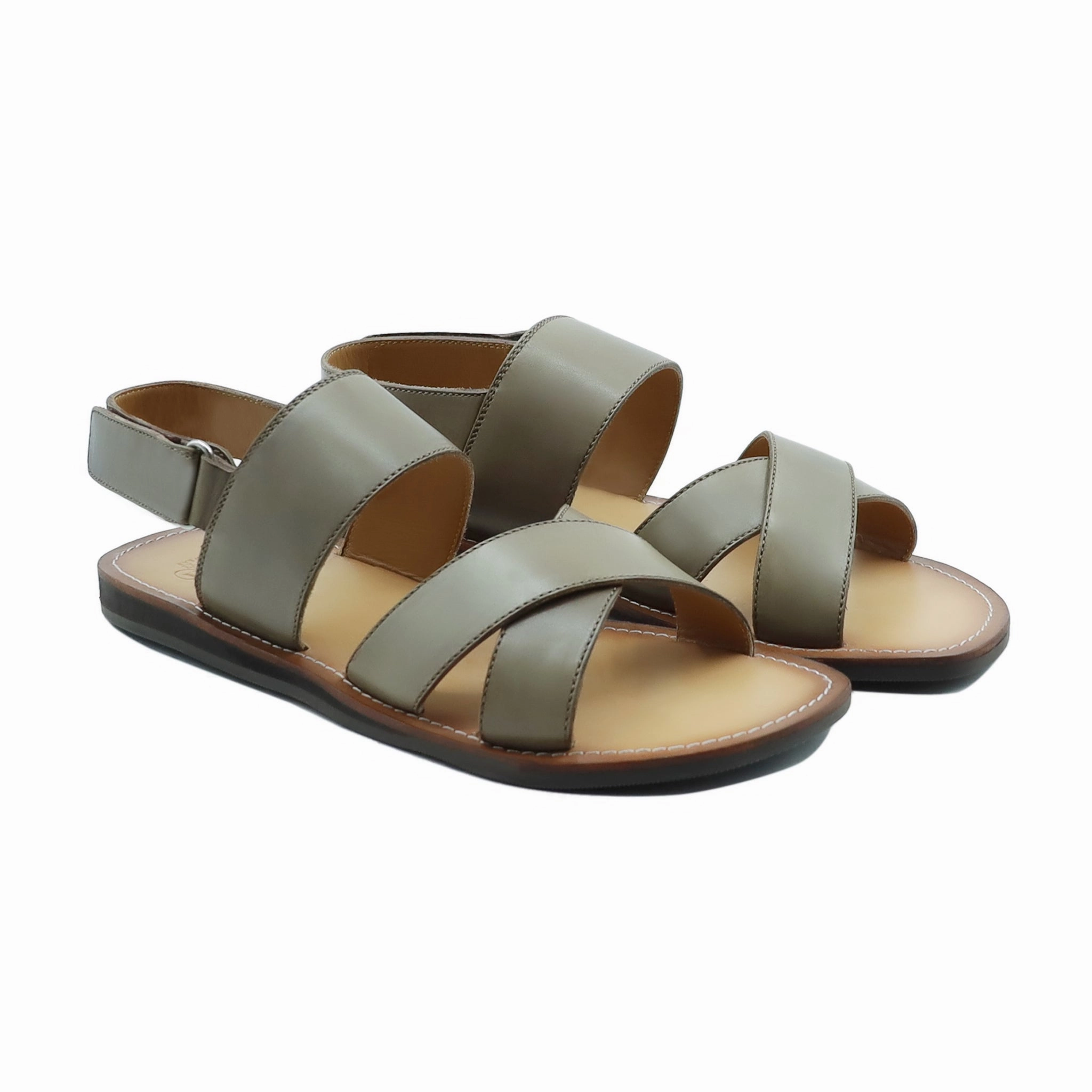 Tucson - Men's Sage Green Calf Leather Sandal Thong Sandals