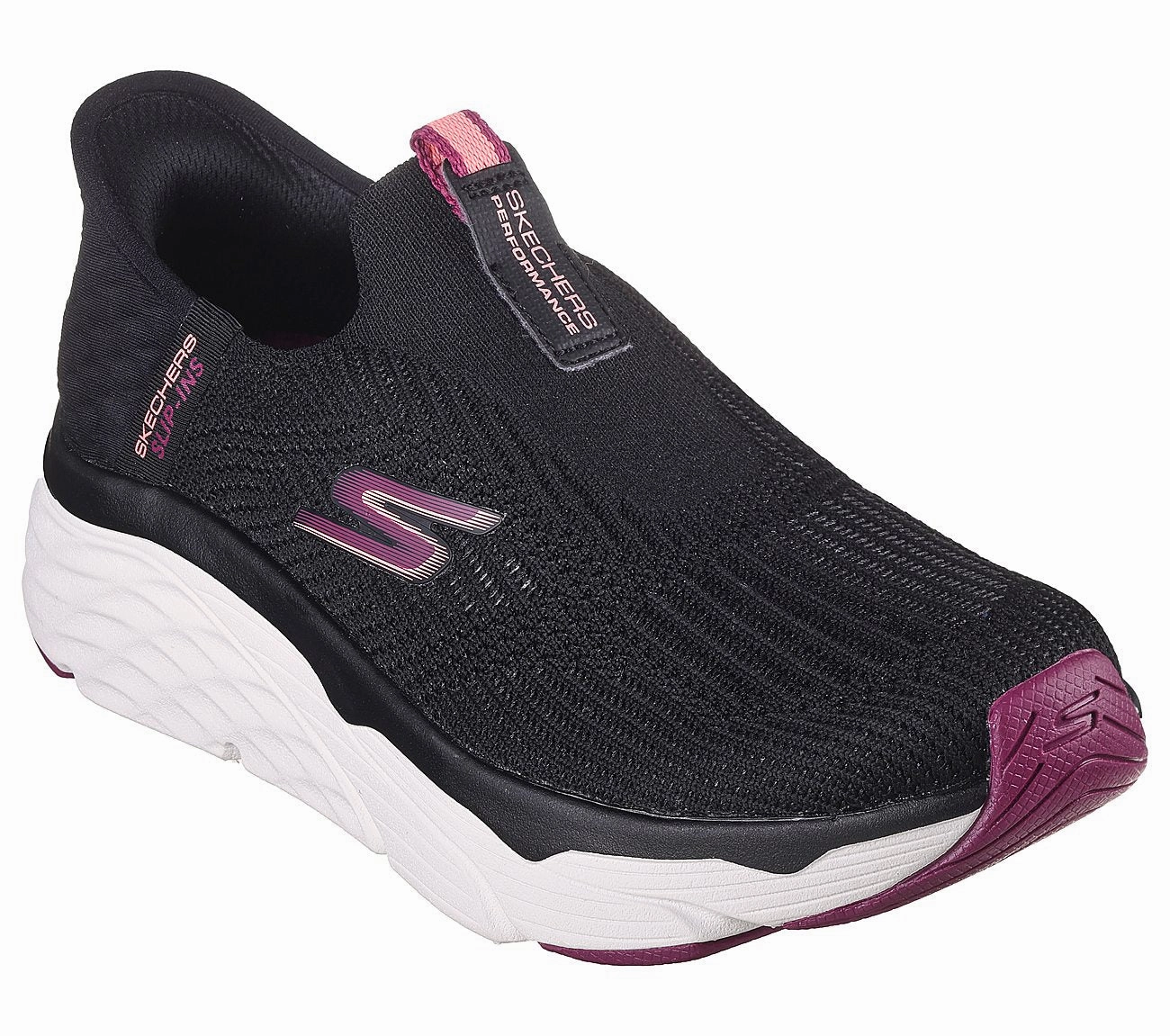 SKECHERS SLIP-INS: MAX CUSHIONING ELITE - SMOOTH - 128571 - BKBU Running Walking Shoes