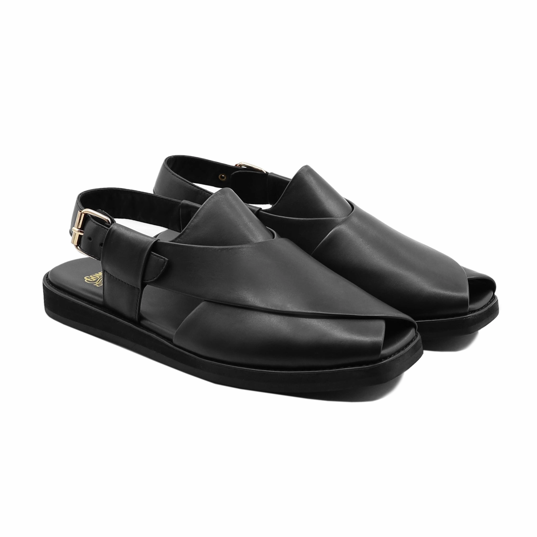 Open Toe Sandals With Heels Kalambo - Men's Black Calf Leather Sandal