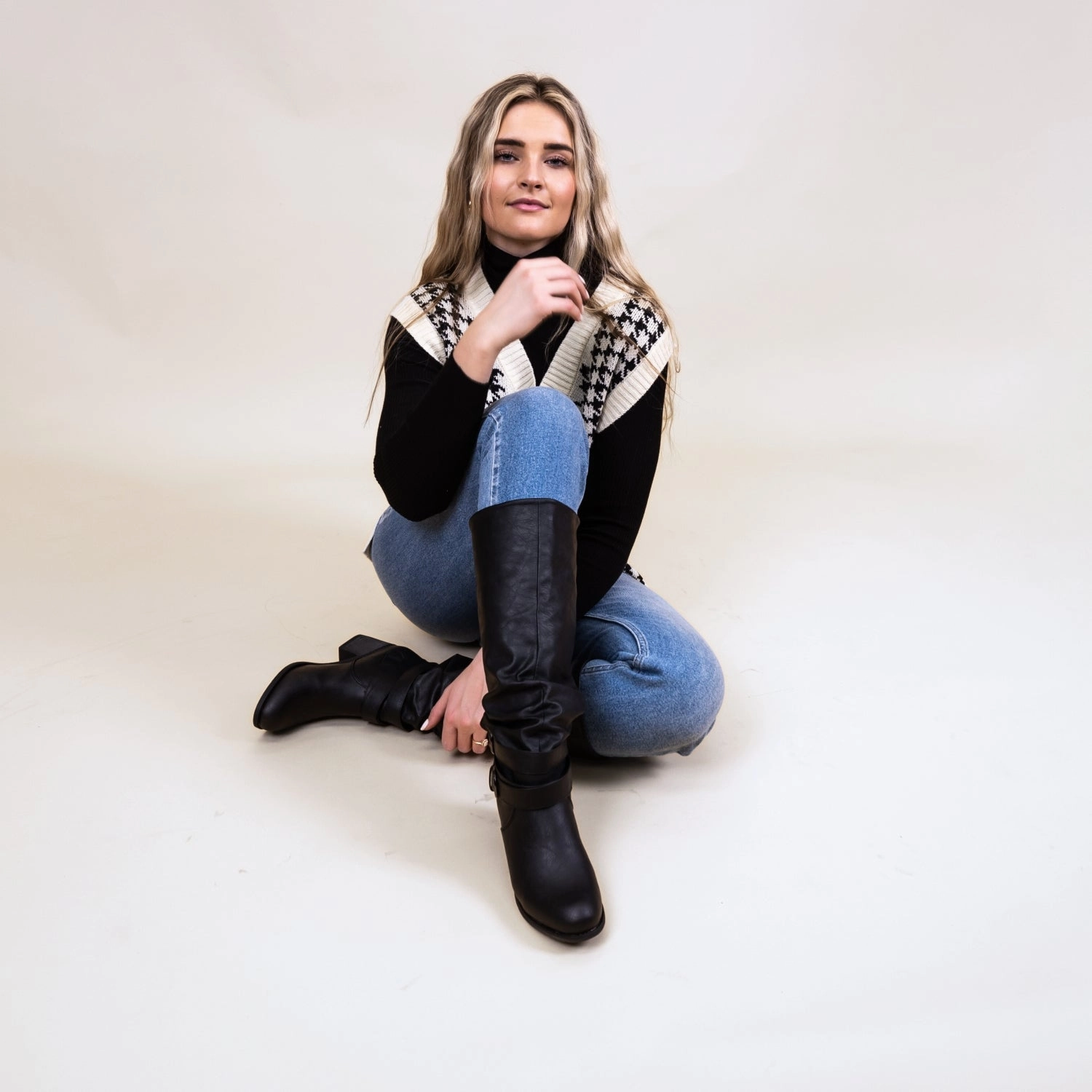 Knee High Boots Thick Calves LATE KNEE-HIGH WESTERN BOOTS IN VEGAN LEATHER