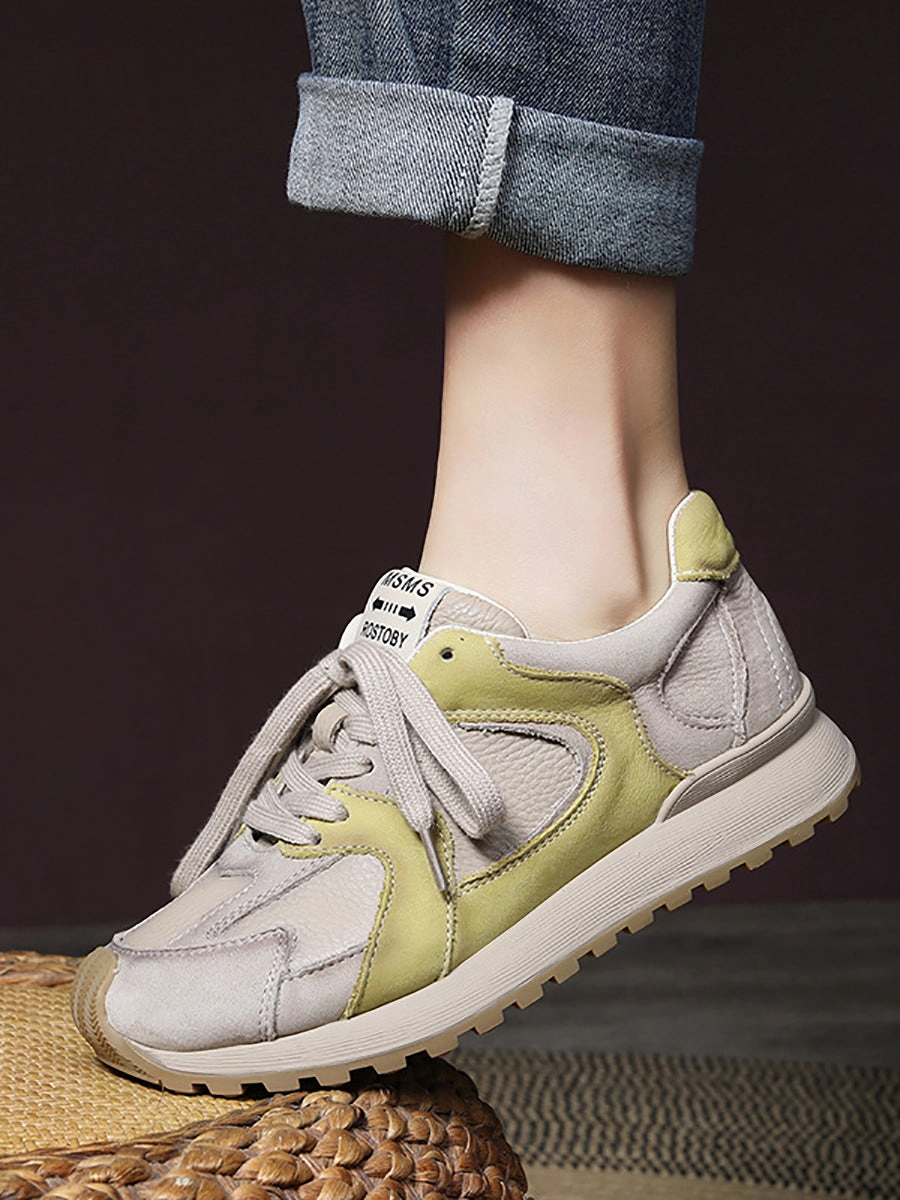 Women Casual Colorblock Leather Sport Shoes WU008 Shoes