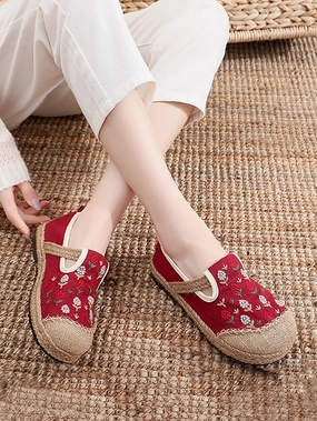 Review Running Women Summer Artsy Embroidery Linen Cotton Shoes BN1034