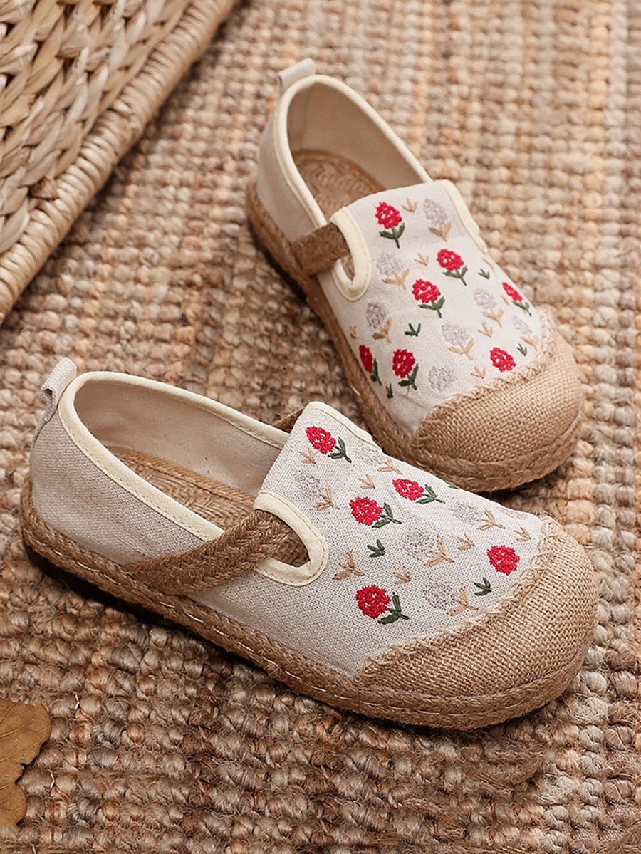 Labor Day Sale Women Summer Artsy Embroidery Linen Cotton Shoes BN1034