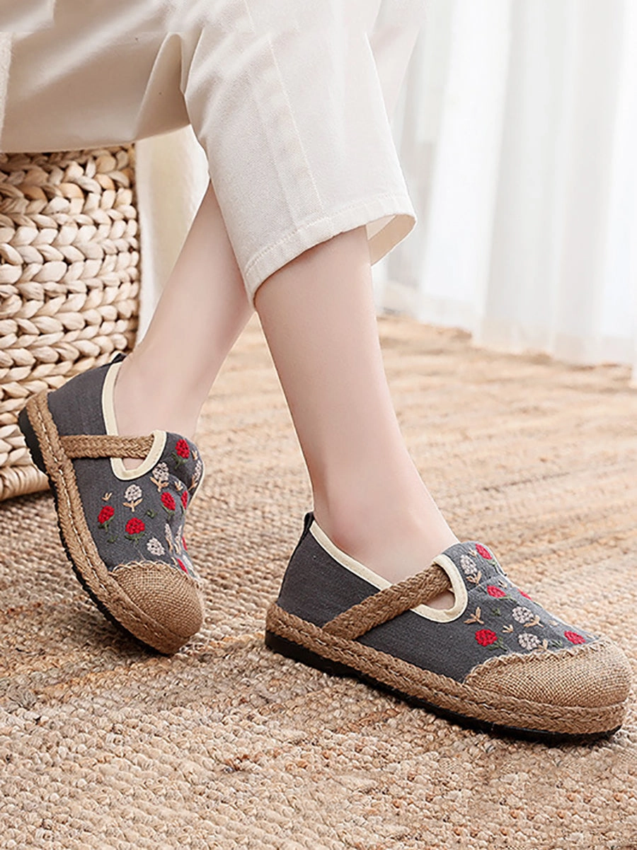 Newnan Ga Women Summer Artsy Embroidery Linen Cotton Shoes BN1034