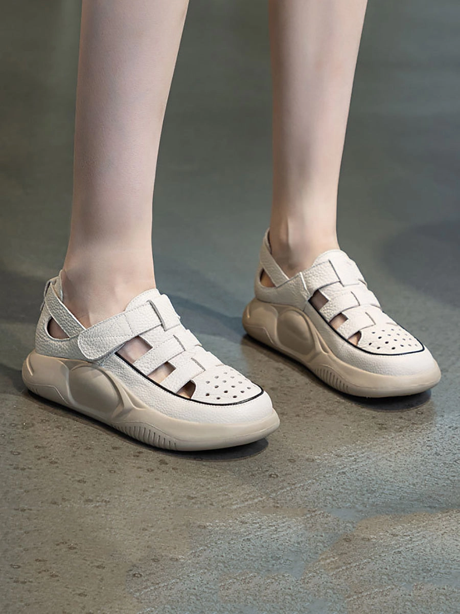 Halcyon All Inclusive Women Summer Leather Colorblock Platform Sandals IO1027