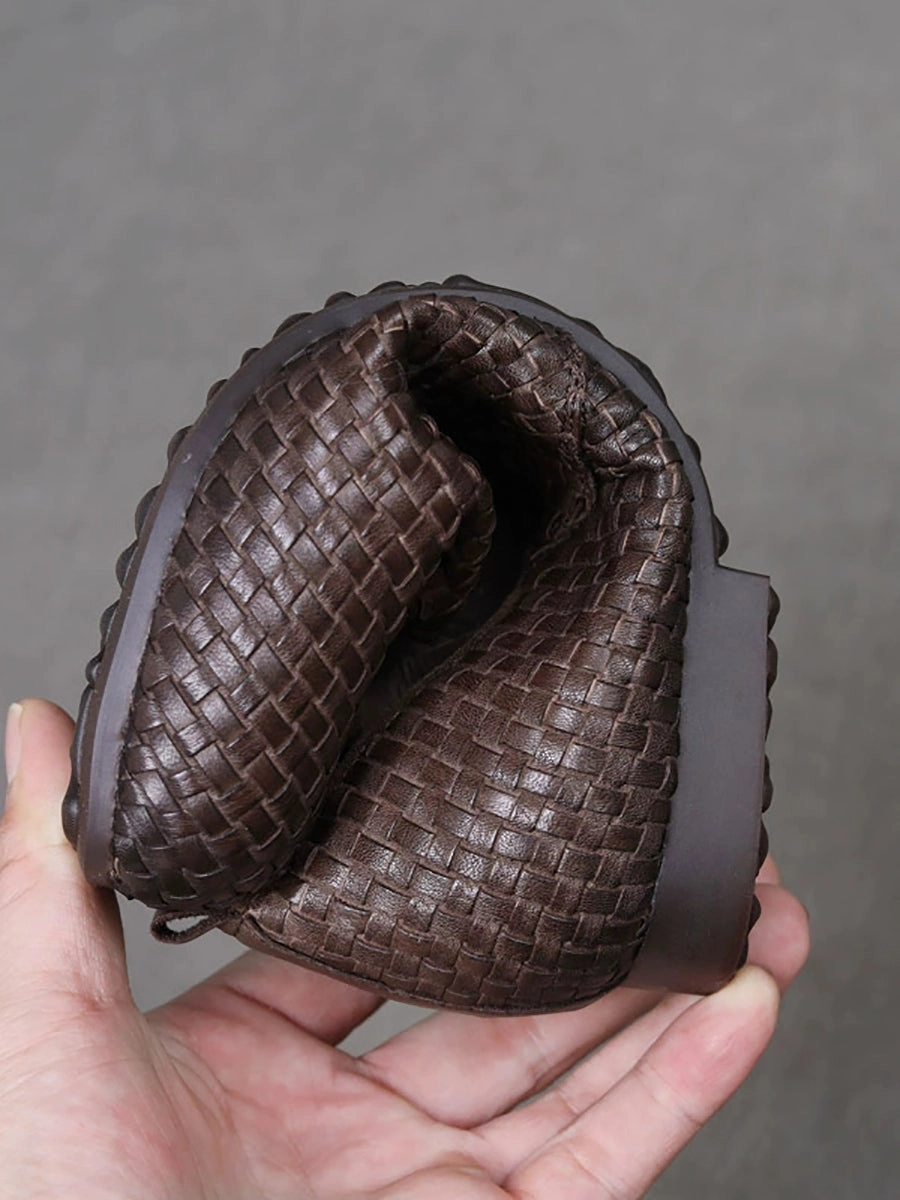 Running Room Women Weave Autumn Shoes Leather Vintage Genuine