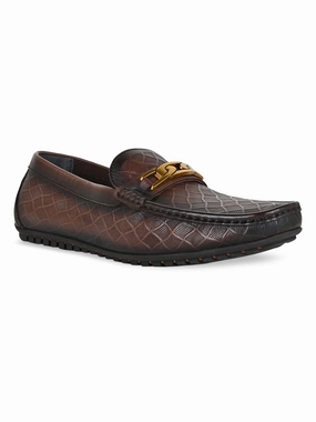 Imperio By Regal Coffee Men Textured Leather Buckled Loafers Shoes At Sam's Club